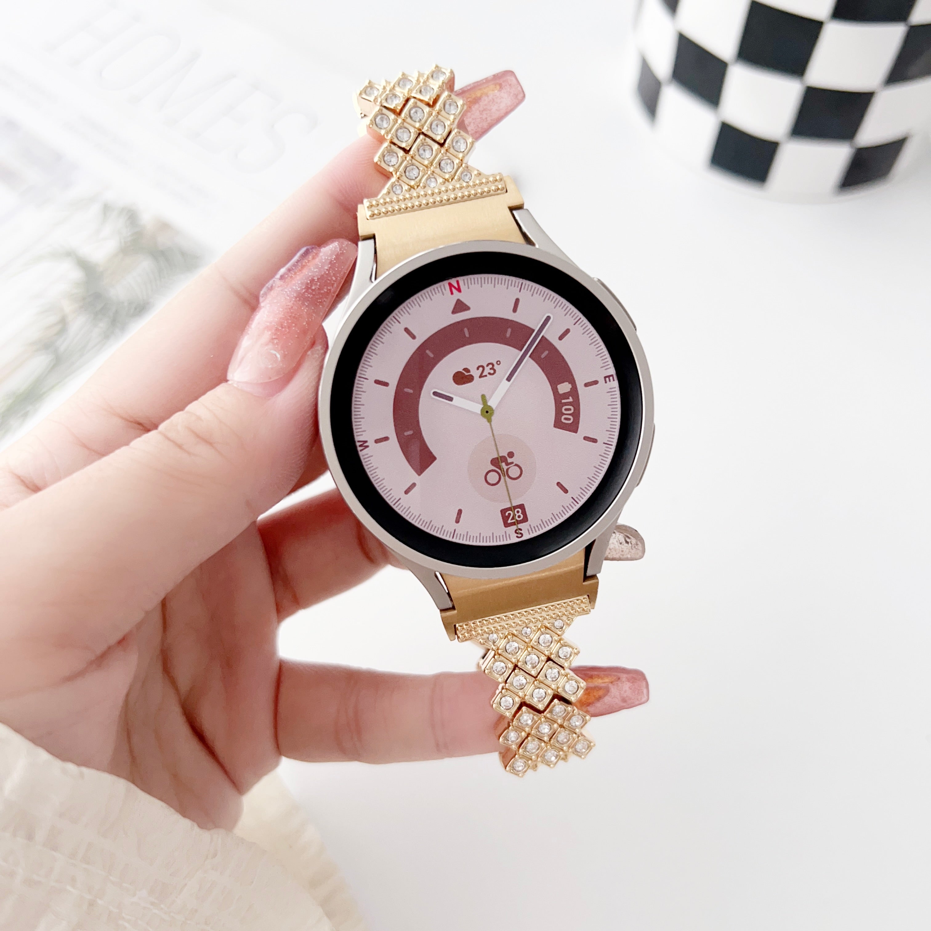 For Samsung Galaxy Watch6 Watch6 Classic Watch 5 Watch 5 Pro Watch4 Watch4 Classic Rhinestone Metal Watch Strap For Samsung Galaxy Watch6 Watch6 Classic Watch 5 Watch 5 Pro Watch4 Watch4 Classic Rhinestone Metal Watch Strap